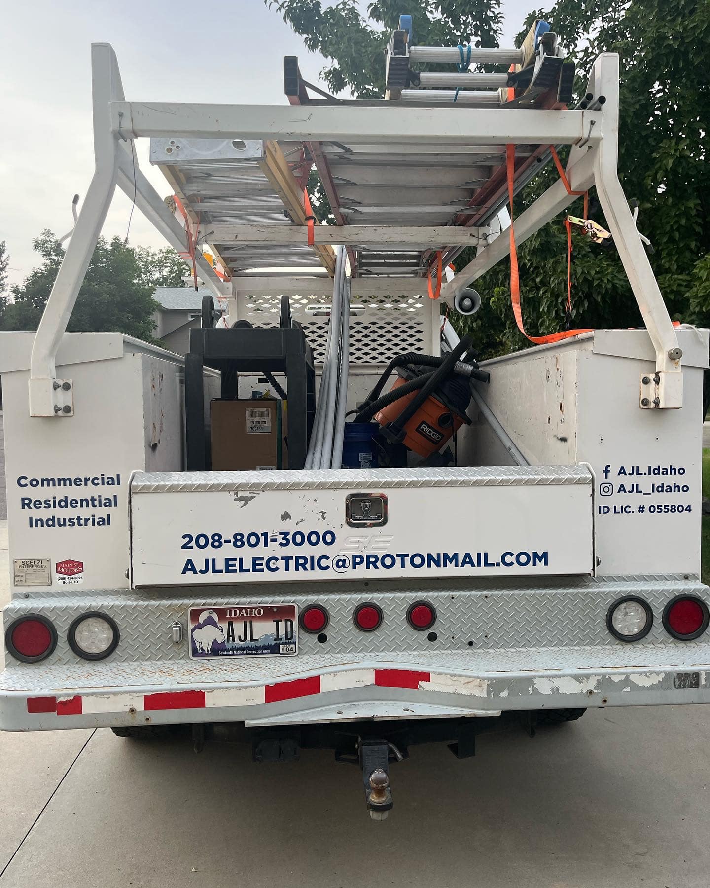 back of AJL work truck